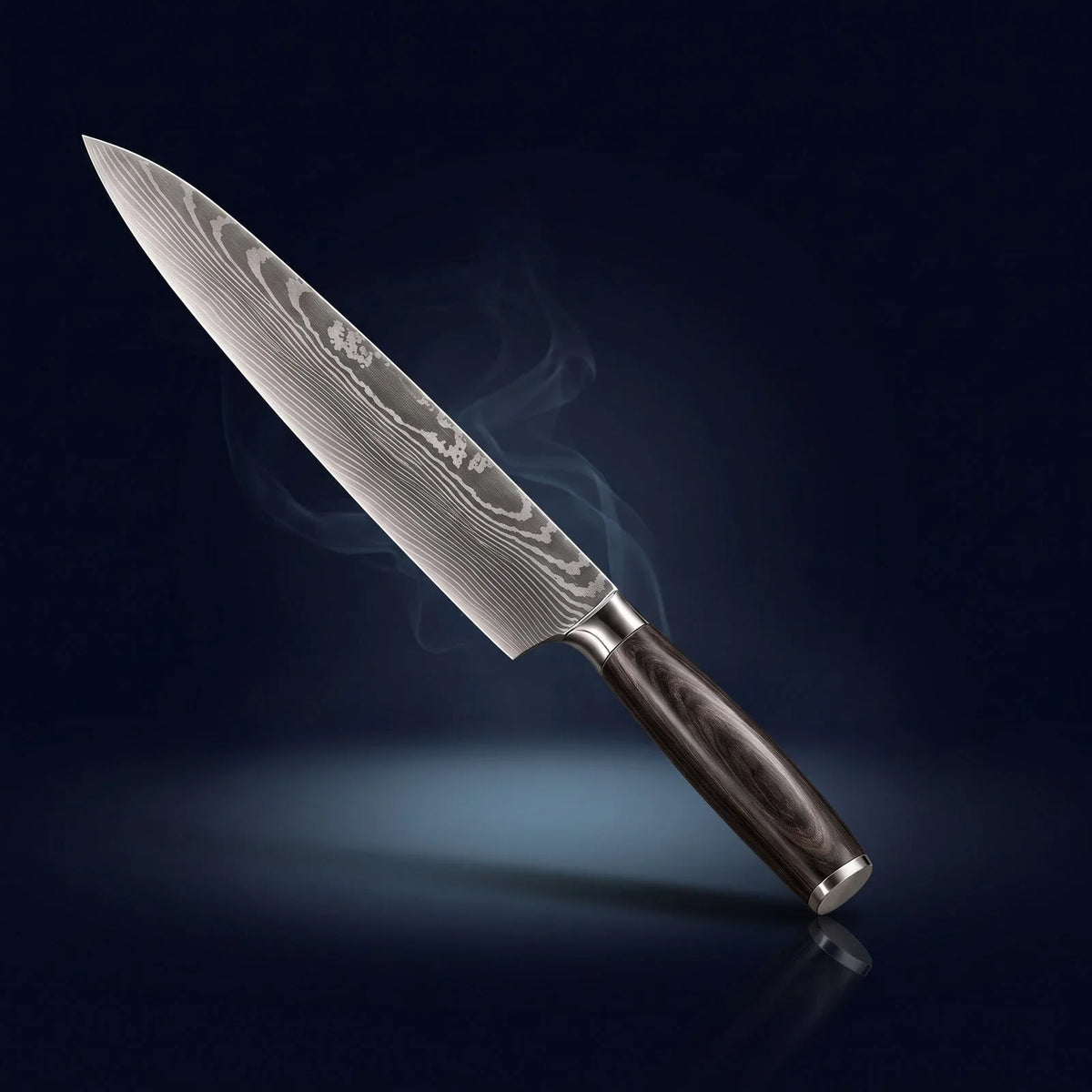Chef's Knife 20 cm - 67-Layer Damascus Steel Blade with Ergonomic Dark Resin-Wood Handle - Best Kitchen Knife for Precision Cutting