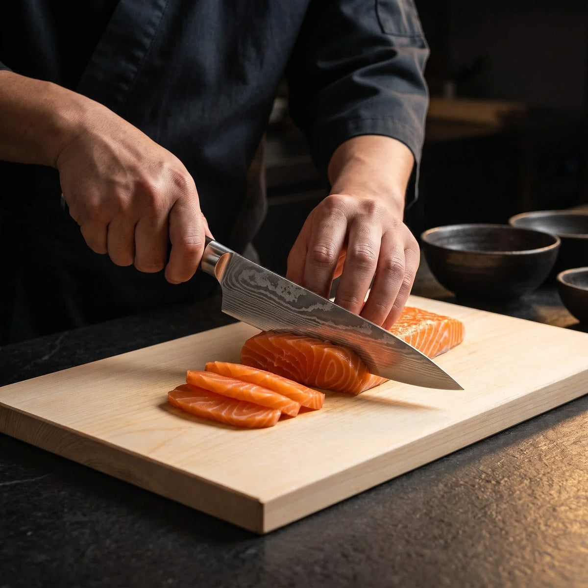 Chef's Knife 20 cm - 67-Layer Damascus Steel Blade with Ergonomic Dark Resin-Wood Handle - Best Kitchen Knife for Precision Cutting