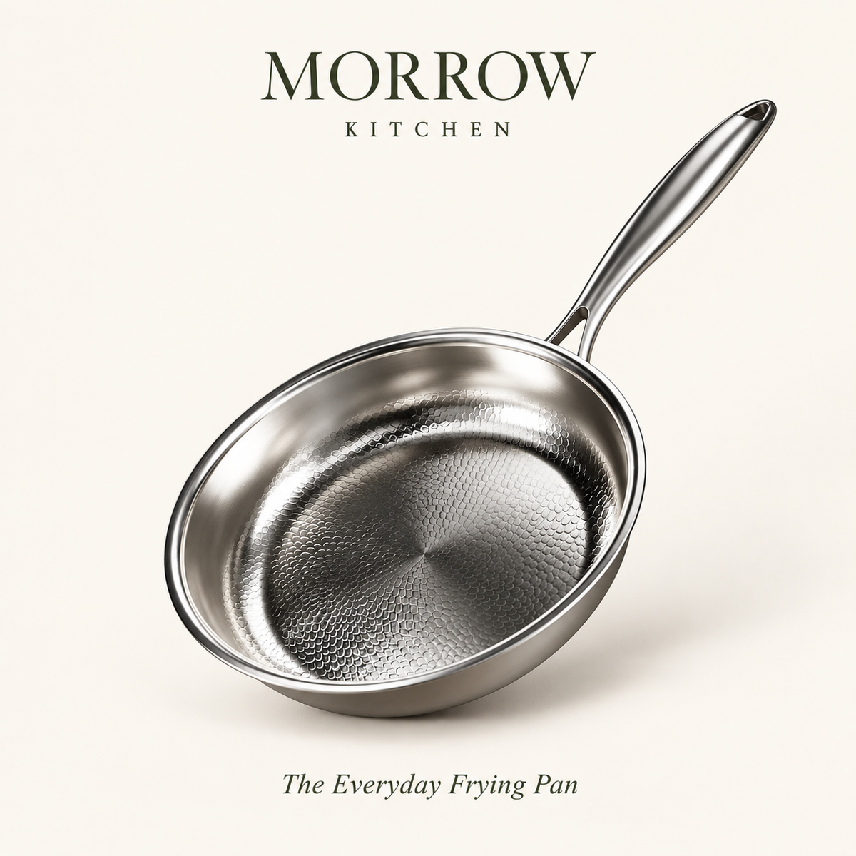 Morrow frying pan with hammered surface and polished handle